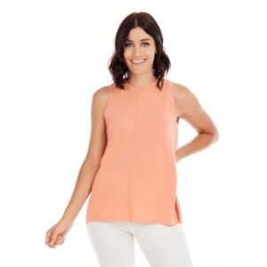 Women’s Peach Sleeveless Top – Round Neck Casual Tank Blouse for Work, Vacation & Weekend